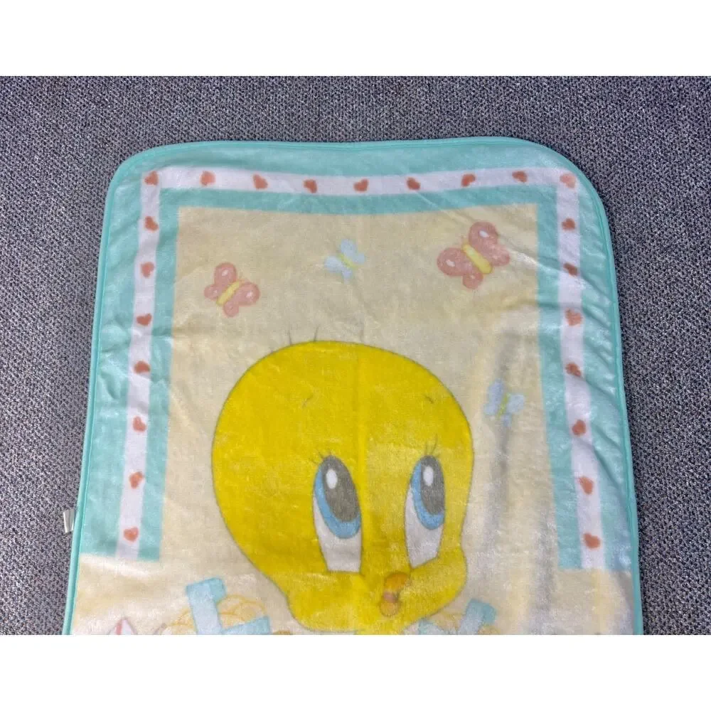 Vintage Baby Looney Tunes Baby Tweety Bird Pastel Infant Blanket 28x42
